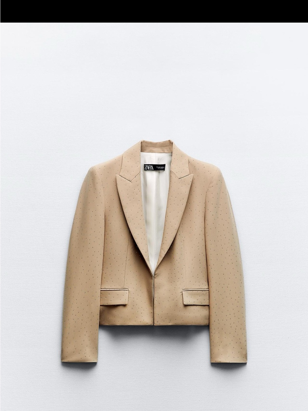 Zara Beige Cropped Perforated Blazer